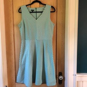 Green and white striped summer dress.